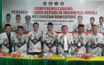 Konferensi PGRI Cabang Bontotiro Bulukumba Berjalan Seru, Ketua Terpilih H. Jaenuddin. S.Pd Menang Tipis Selisih Satu Suara