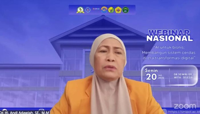 Rektor Dr Andi Adawiah Membuka Webinar Nasional AI untuk Bisnis Digelar HIMSI Universitas Lamappapoleonro  